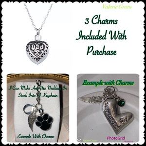“Dad” Memorial Urn Necklace W/ 3 Charms